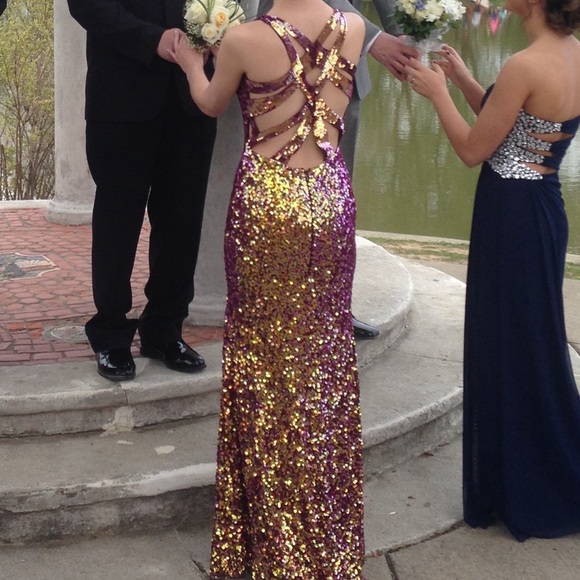 Gold & Purple Sequins Dress - Picture 2 of 2